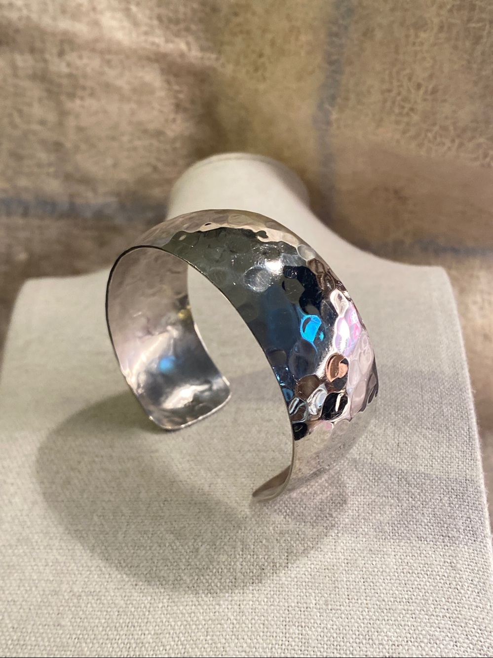 Vintage Hammered Sterling Silver Cuff Bracelet 925 Wide Heavy Statement Cuff